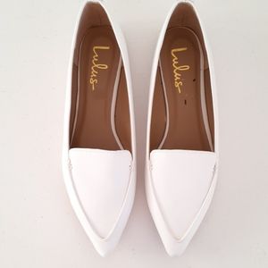 LULUS EMMY WHITE POINTED FLATS